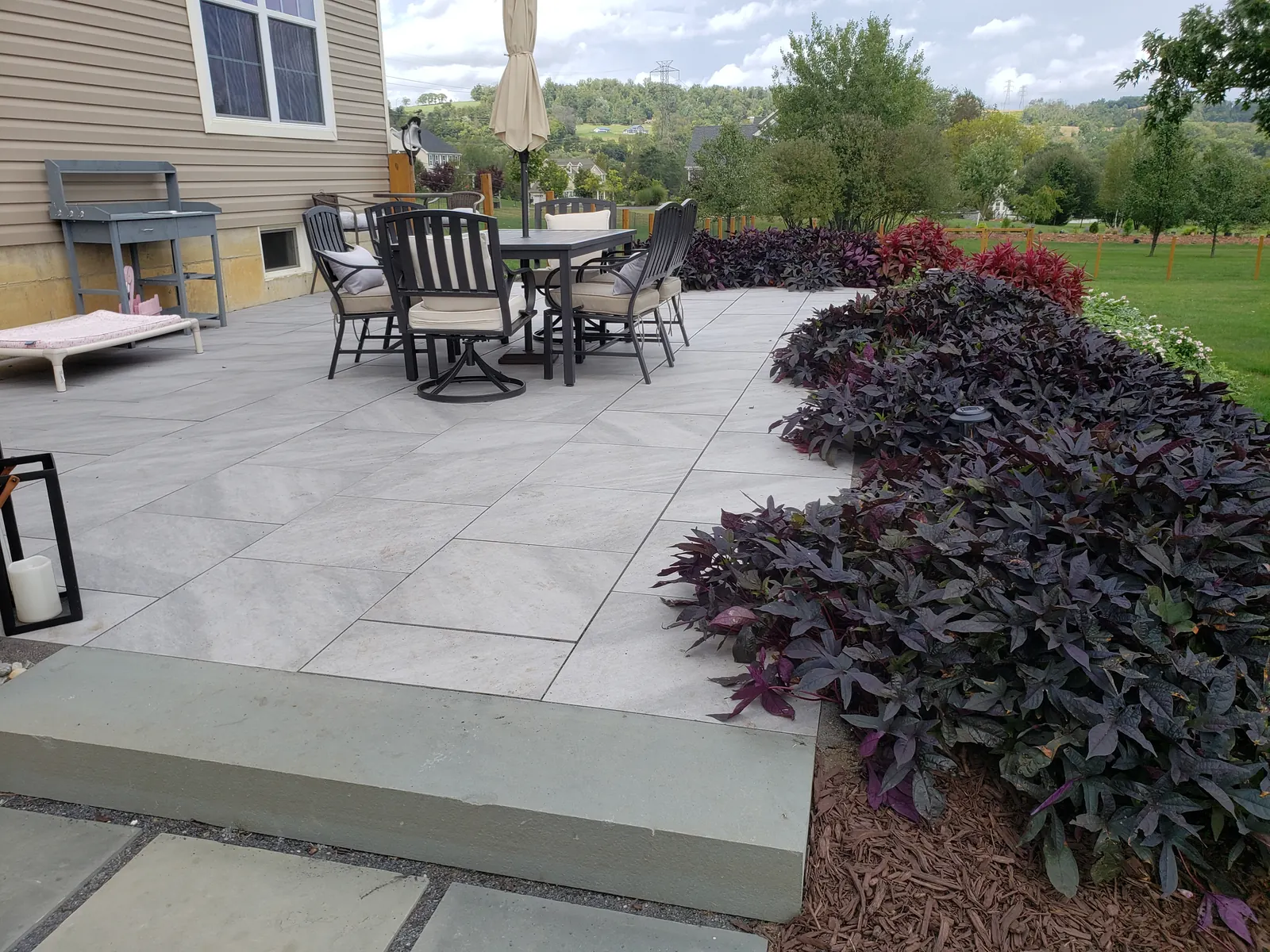 Patio Dining with Purple Alternanthera